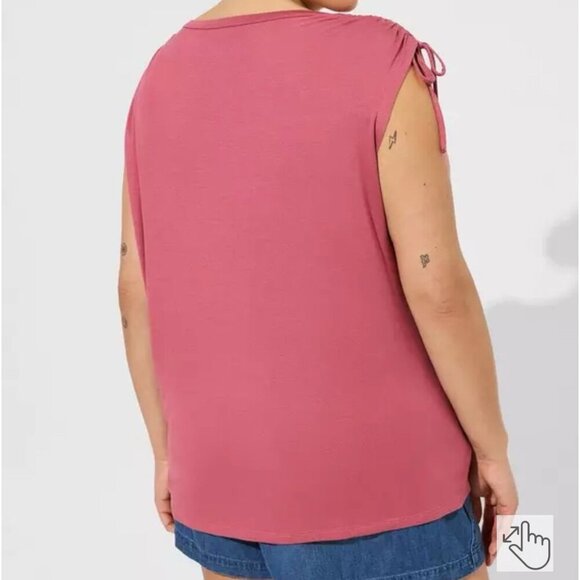 Torrid Size 3 Mauve Super Soft Scoop Neck Drawstring Shoulder Tank - Picture 3 of 8